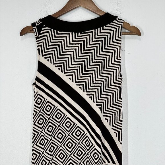 Chico's Travelers Size Small Slinky Liquid Knit Brown Beige Geometric Print Maxi - Picture 4 of 8